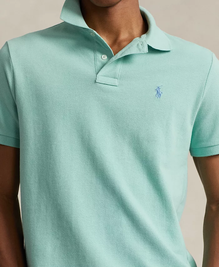 Мужская классическая поло с сетчатой тканью Polo Ralph Lauren, зеленый — фото 3