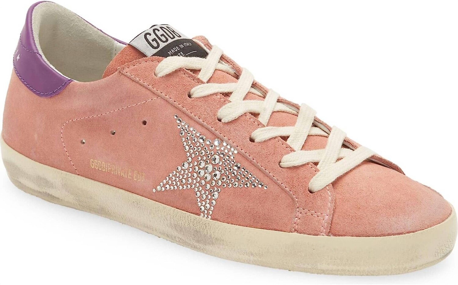 Розовые замшевые кожаные кроссовки на шнуровке Super Star Golden Goose, розовый