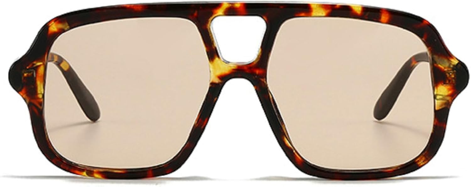 

Винтажные солнцезащитные очки с двойной перемычкой, квадратной формы, мужские, модные, с линзами цвета шампанского, с защитой от УФ-излучения UV400, трендовые солнцезащитные очки-пилот для женщин mincl, Leopard Champagne