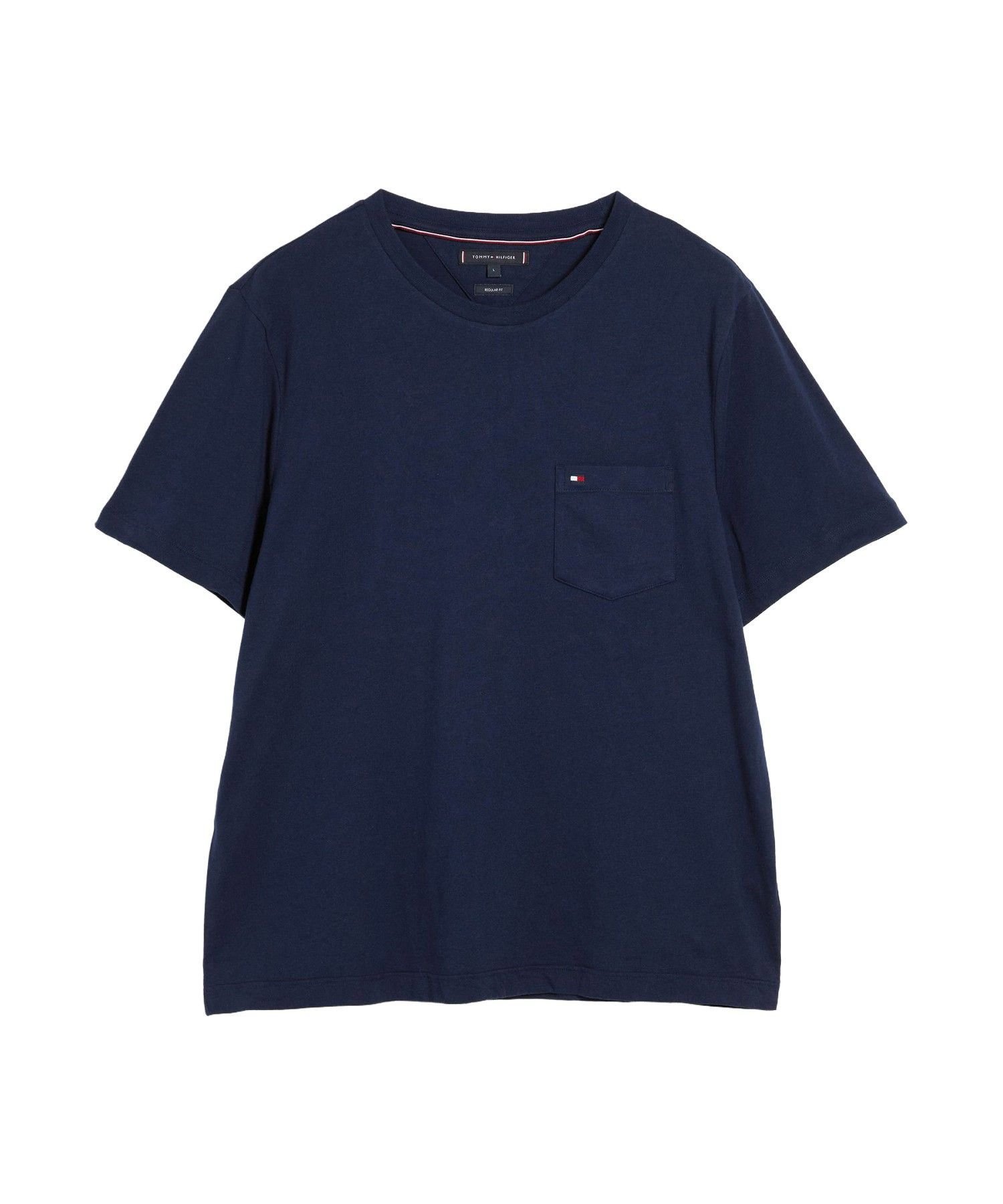 Однотонная футболка с карманом 26SS TOMMY HILFIGER, Navy DCC — фото 2