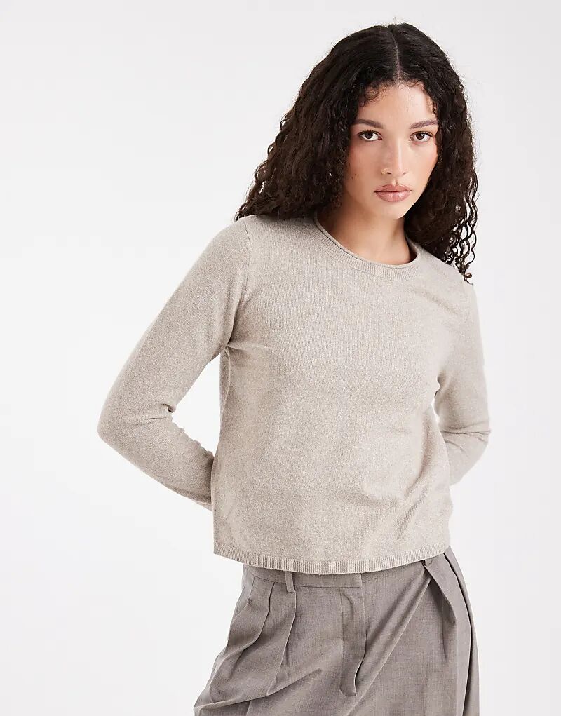 

ONLY трикотажный топ с круглым вырезом бежевого цвета