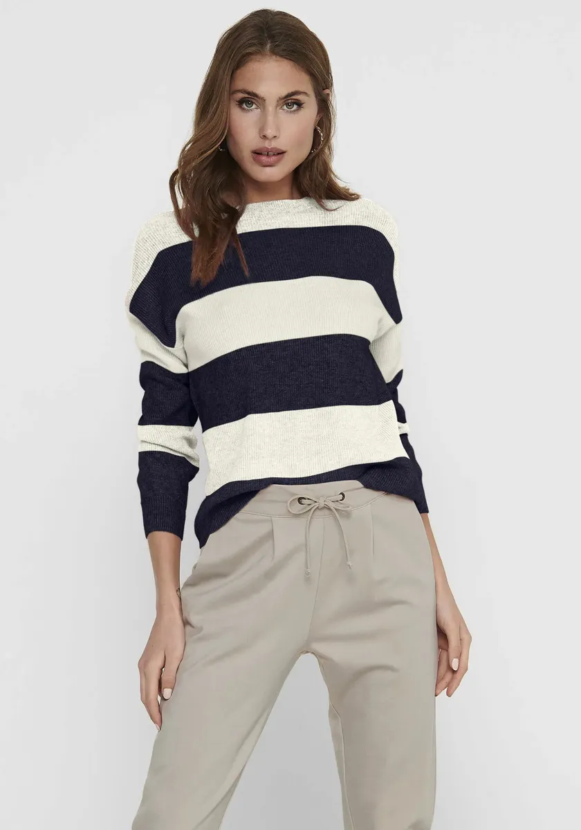 

Only вязаный свитер "ONLATIA L/S STRIPE PULLOVER KNT NOOS", цвет Whitecap Gray Stripes