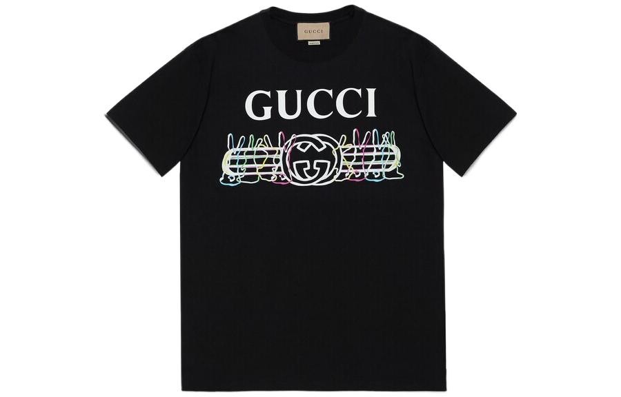 

Футболка мужская Gucci Interlocking, черный / белый