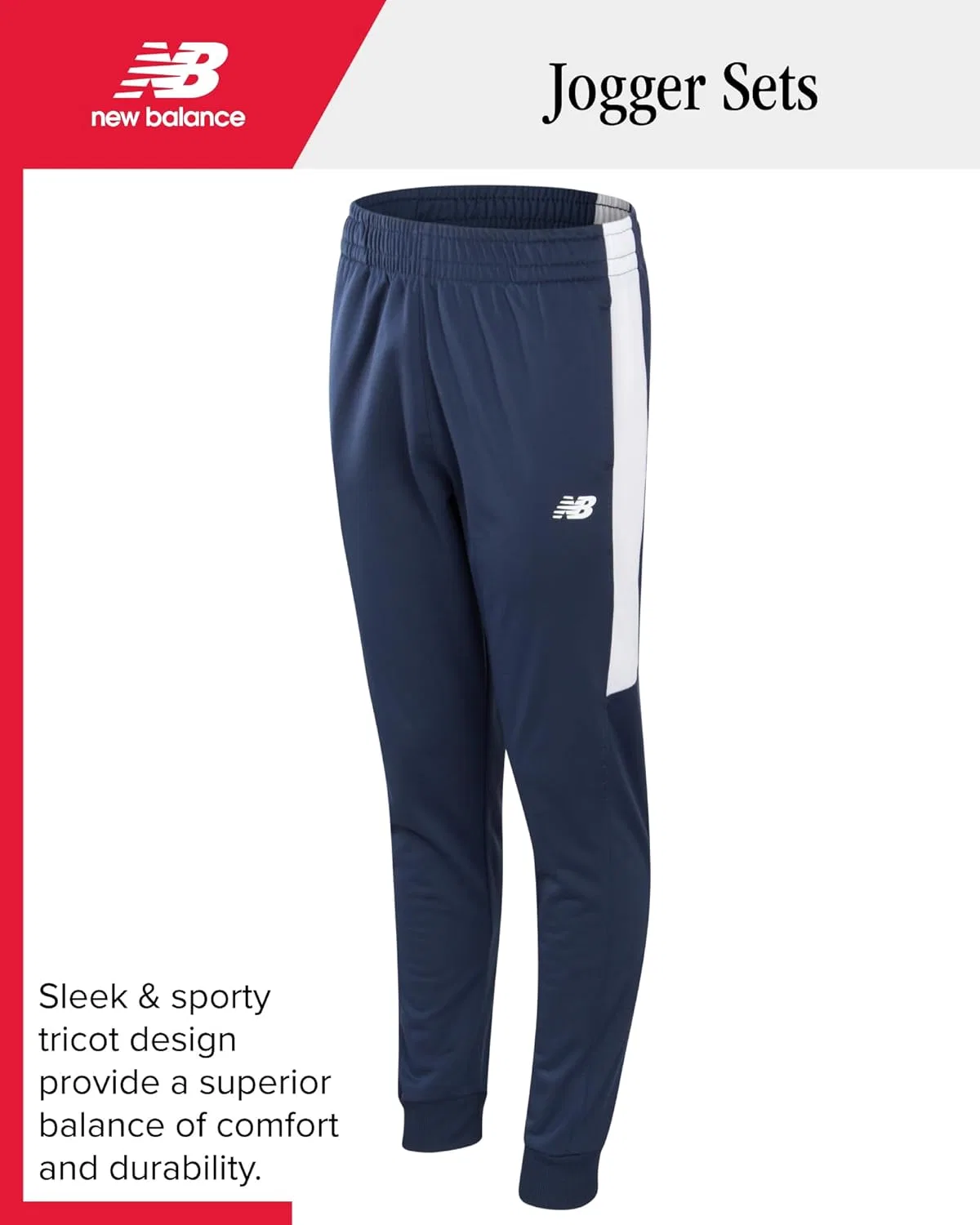 Спортивные штаны New Balance для мальчиков - комплект из 4 штук, спортивные трикотажные штаны для мальчиков, спортивная одежда для детей с карманами (4-20), Indigo/Grey — фото 3