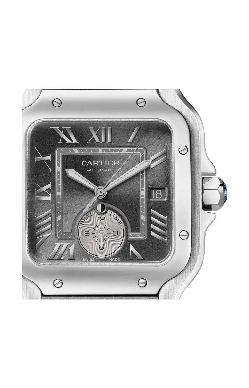 SANTOS DE CARTIER, большая модель, сталь, автоматические - WSSA0076, синий — фото 3