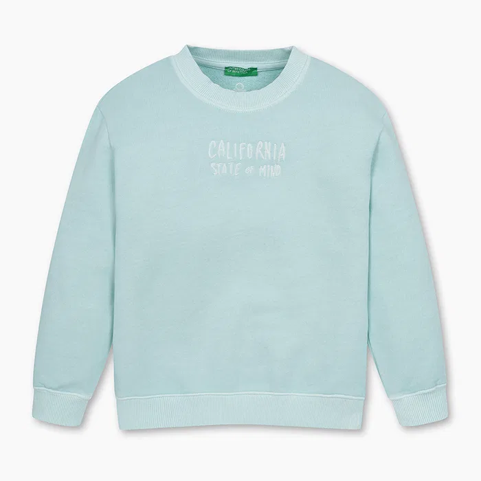 Детский свитшот с пигментным окрашиванием светло-голубой от Benetton Kids