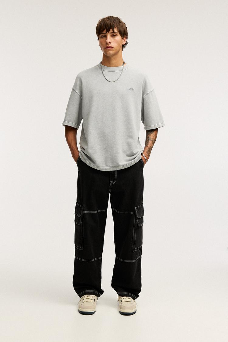 

Мешковатые джинсы карго Pull And Bear, черный