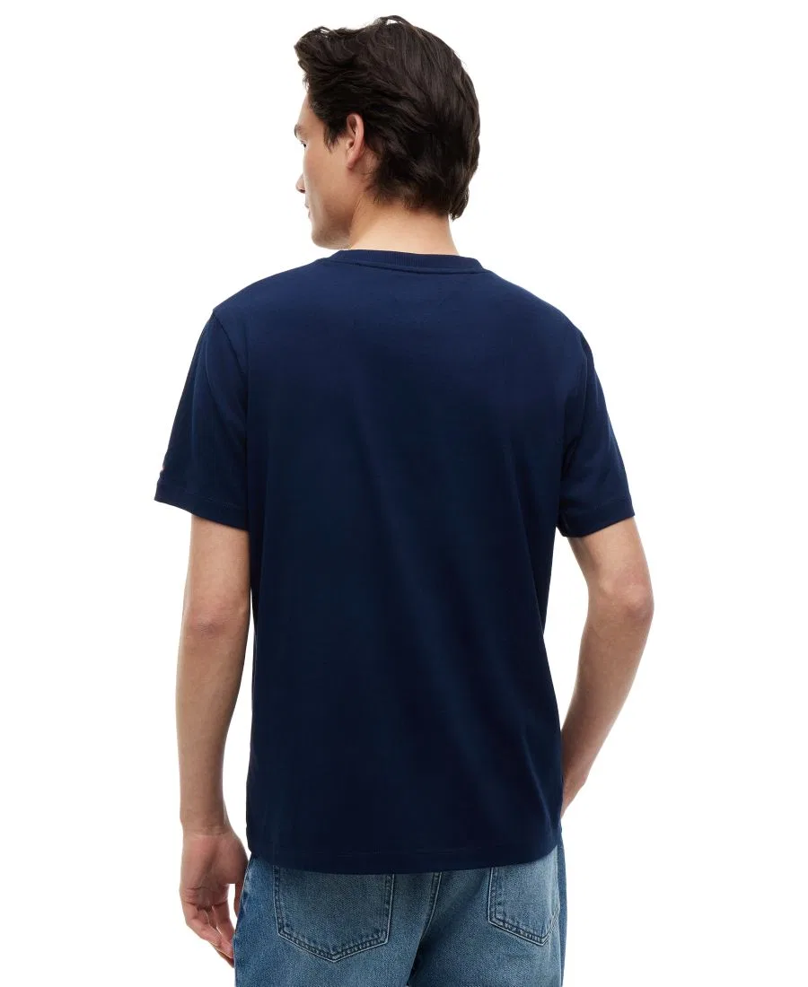 Мужская летняя футболка прямого кроя с цветочным принтом и карманом Tommy Hilfiger, Carbon Navy — фото 4