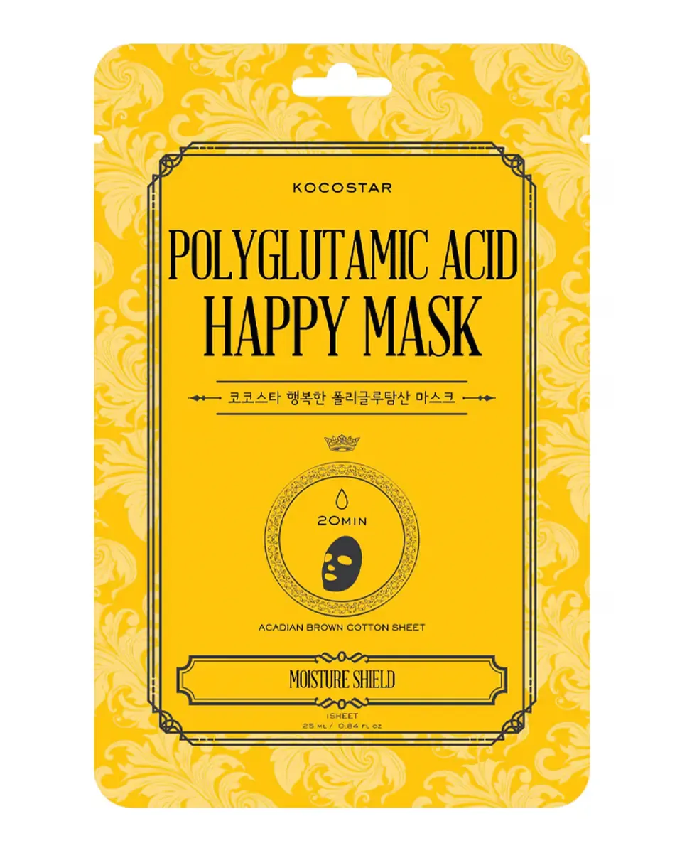 Тканевая маска Kocostar — Вуаль (Sheet Mask) с полиγлютаминовой кислотой Happy Mask