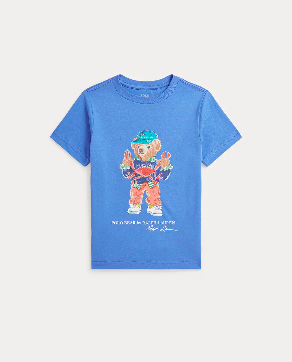 

Футболка из хлопка для мальчика с медведем Поло Polo Ralph Lauren, синий