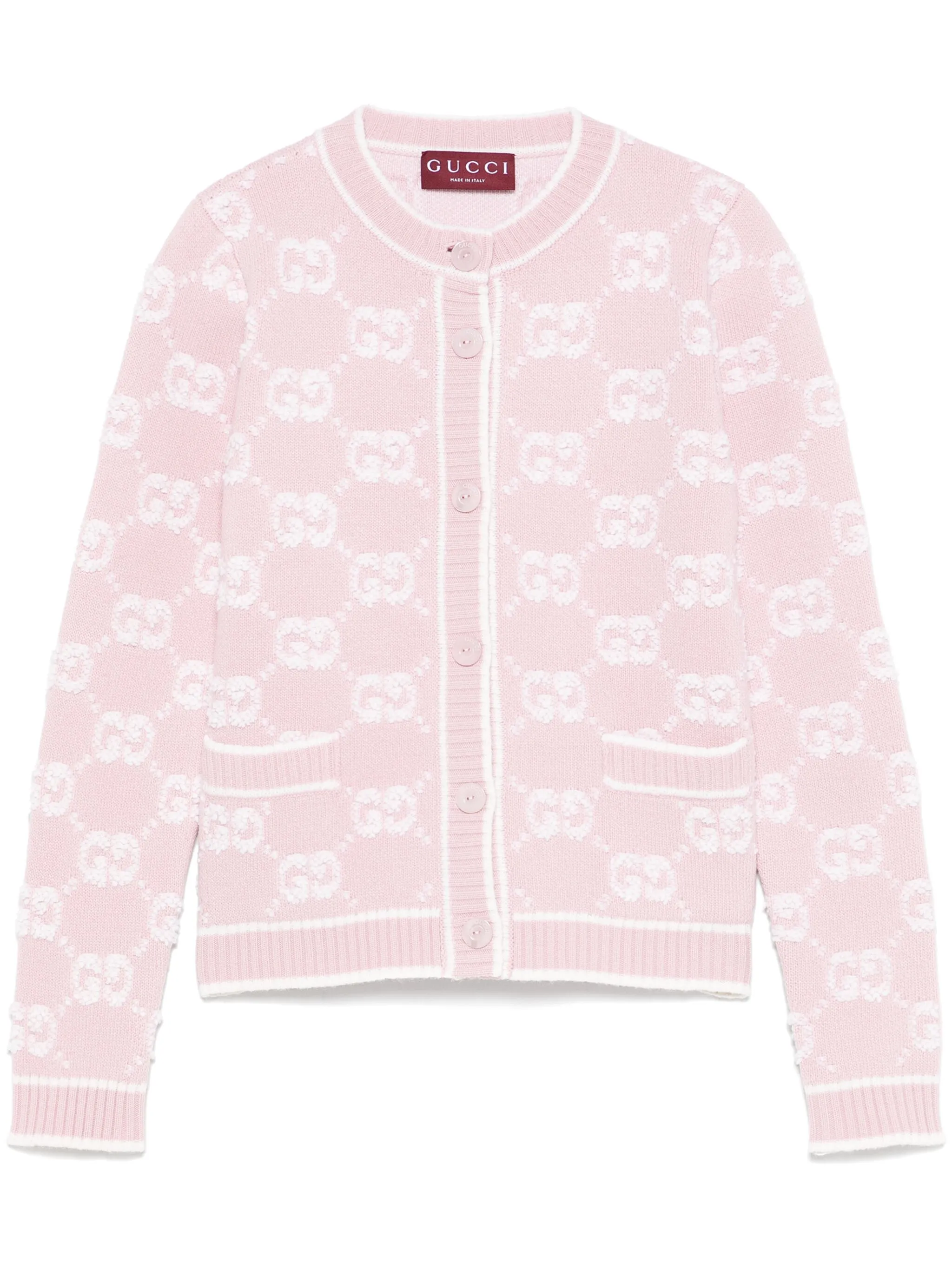 

Кардиган с жаккардовым логотипом Gucci, розовый