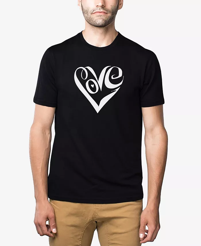 

Мужская футболка Premium Blend с принтом Word Art Script Love Heart LA Pop Art, черный