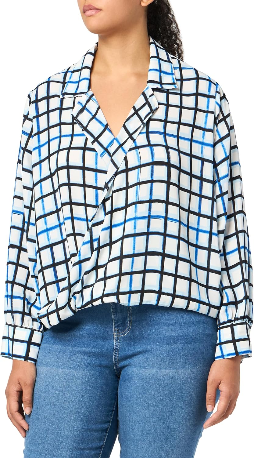 

Женская блузка Calvin Klein с длинным рукавом и имитацией запаха, Soft White Combo