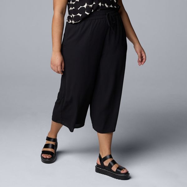 

Широкие плиссированные брюки-кюлоты Simply Vera Vera Wang, черный