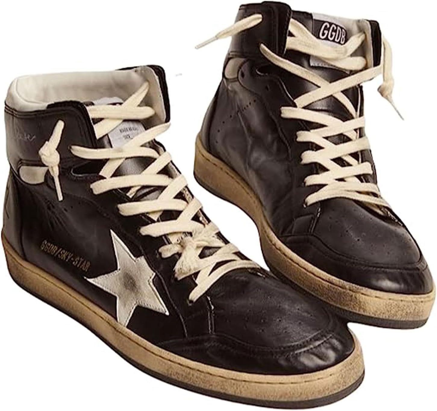 Мужские кроссовки Golden Goose Sky Star с верхом из нубука Nappa и звездой GMF00230-F002944-80203, белый/черный — фото 2