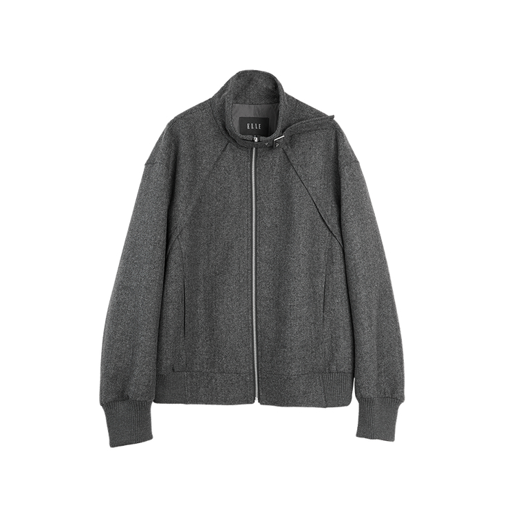 

ELLE Кроп-пальто женское темно-серое со стойкой
