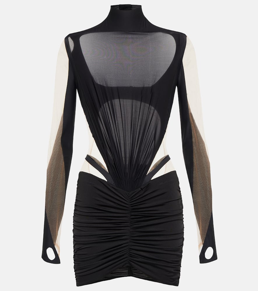 

Мини-платье с сетчатыми и джерси вставками Mugler, Black Nude 01