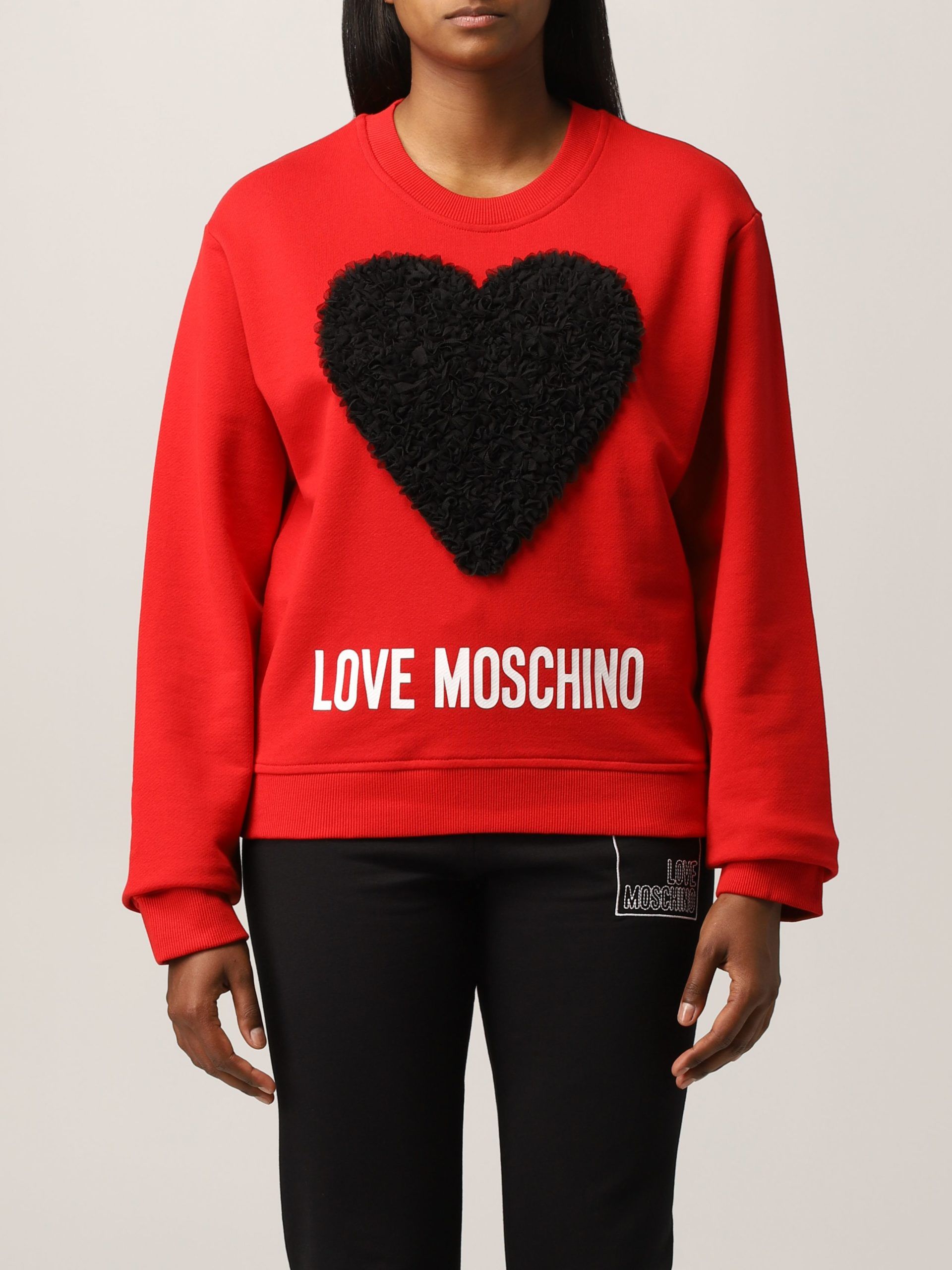 

Красный хлопковый женский свитер LOVE MOSCHINO