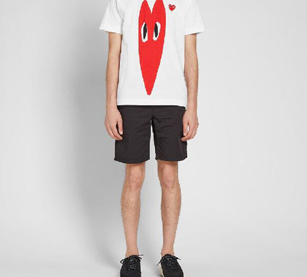 Футболка long heart printing short sleeve 'white red' Comme Des Garcons Play, белый — фото 4