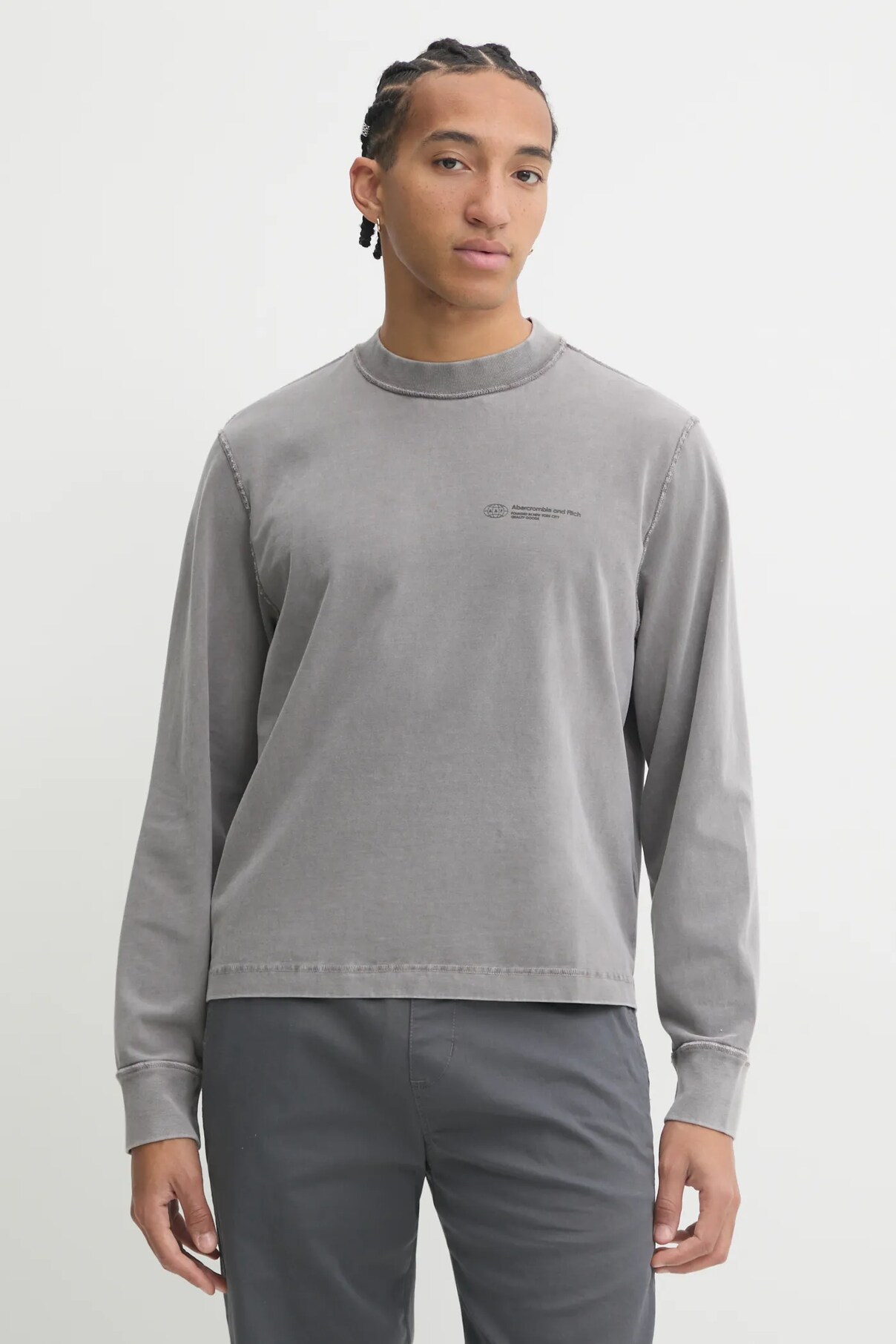 

Хлопковая кофта с длинным рукавом Abercrombie & Fitch, серый