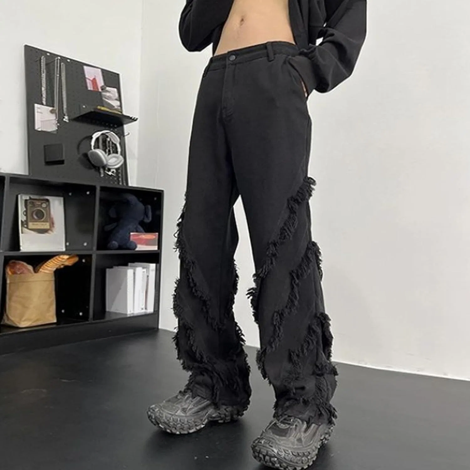Джинсы свободные Stretch Cargo Pants, Black — фото 2