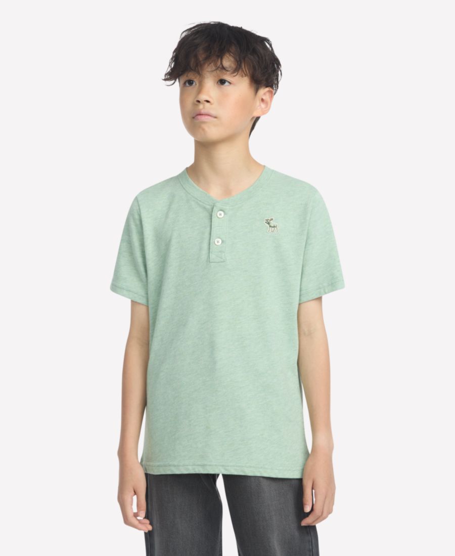 

Детская футболка-поло Essential Henley abercrombie kids, Chinois green heather