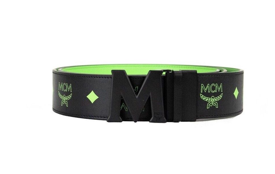 

Гладкий ремень Visetos Logo Summer Green из кожи с регулируемой двусторонней пряжкой M MCM