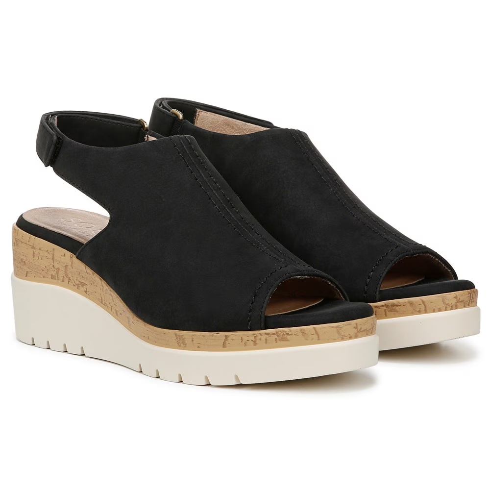 Босоножки на танкетке Giselle Soul Naturalizer, black faux nubuck