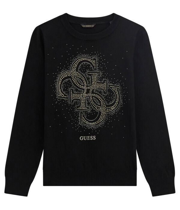 

Свитер Guess Regular Fit с блестящим принтом, черный