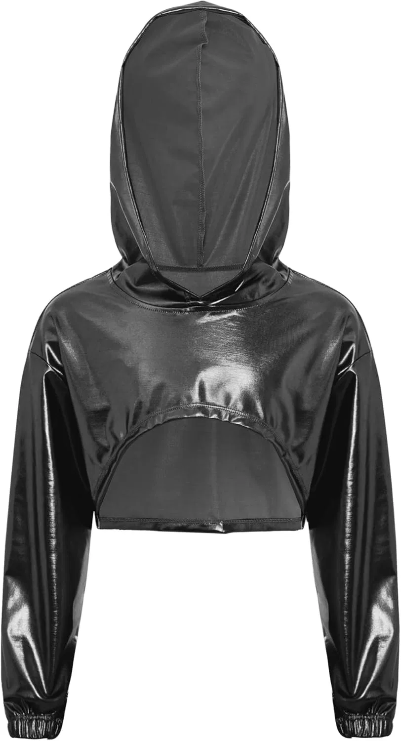 Детская толстовка с капюшоном металлик, ranrann, Black