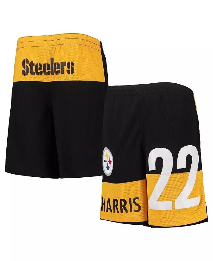 

Черные шорты Big Boys Najee Harris Pittsburgh Steelers с именем и номером игрока Outerstuff