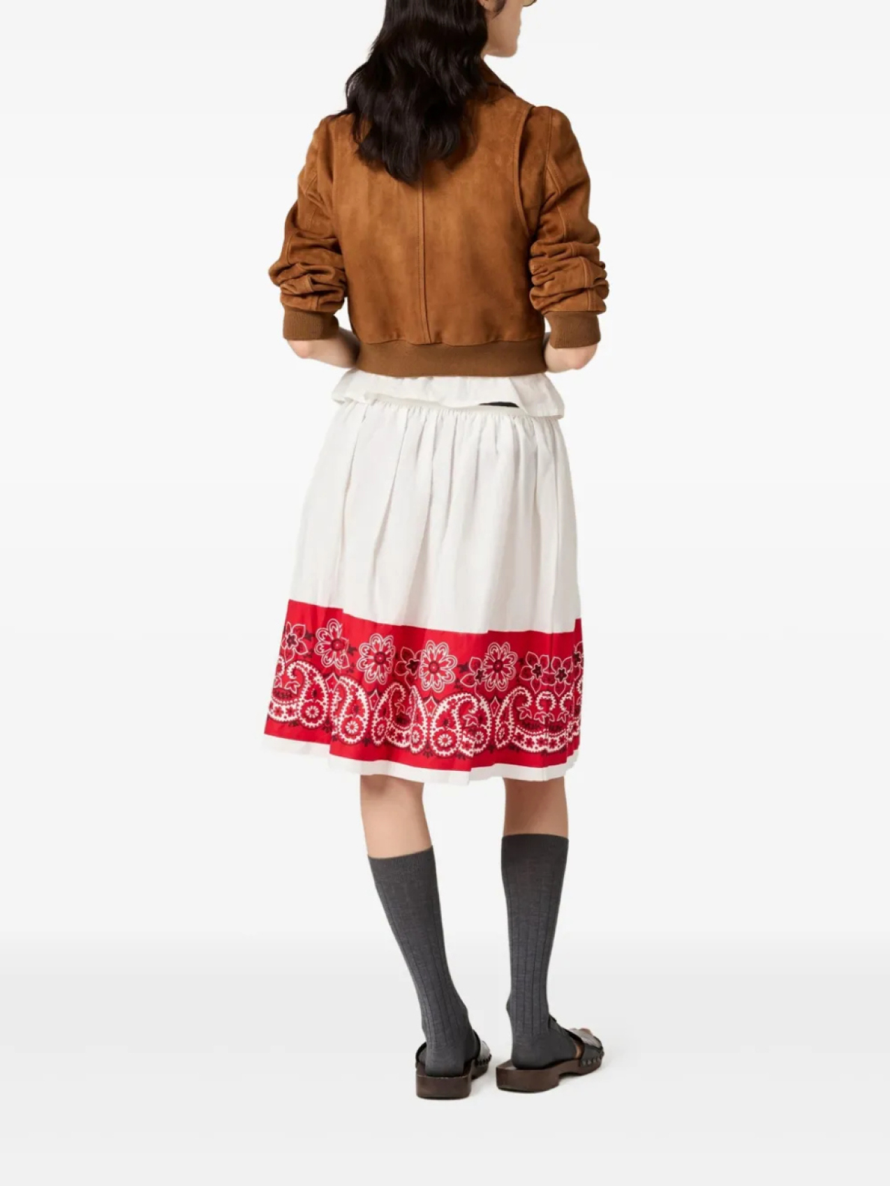 Юбка Miu Miu Slubbed Bandana из поплина, белый — фото 3