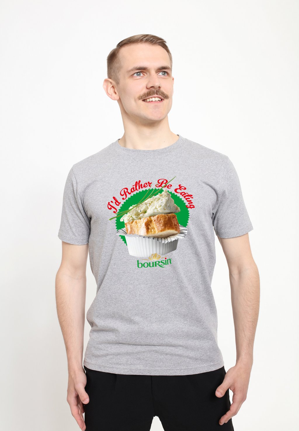 

Футболка с принтом BOURSIN ID RATHER BE EATING Henry Tiger, цвет Heather Grey