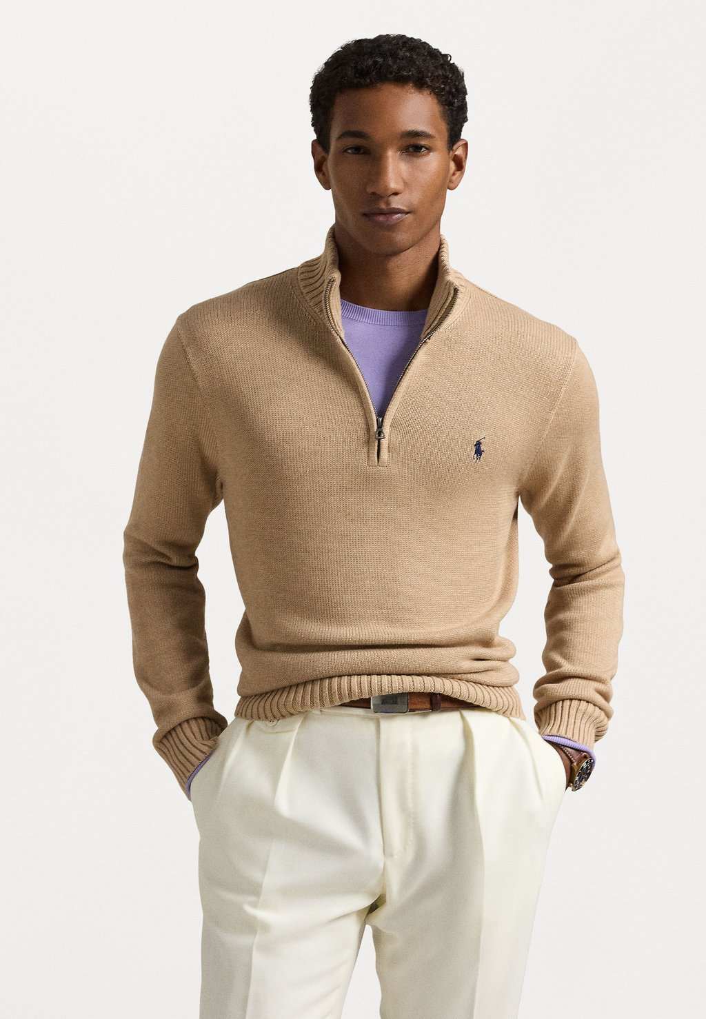 

Джемпер COTTON QUARTER ZIP SWEATER Polo Ralph Lauren, коричневый