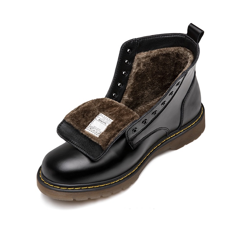 

MADEN Кроссовки Dr Martens на среднем каблуке унисекс черные с подкладкой из черного флиса (размер больше), цвет Black Fleece-Lined (Size Up)