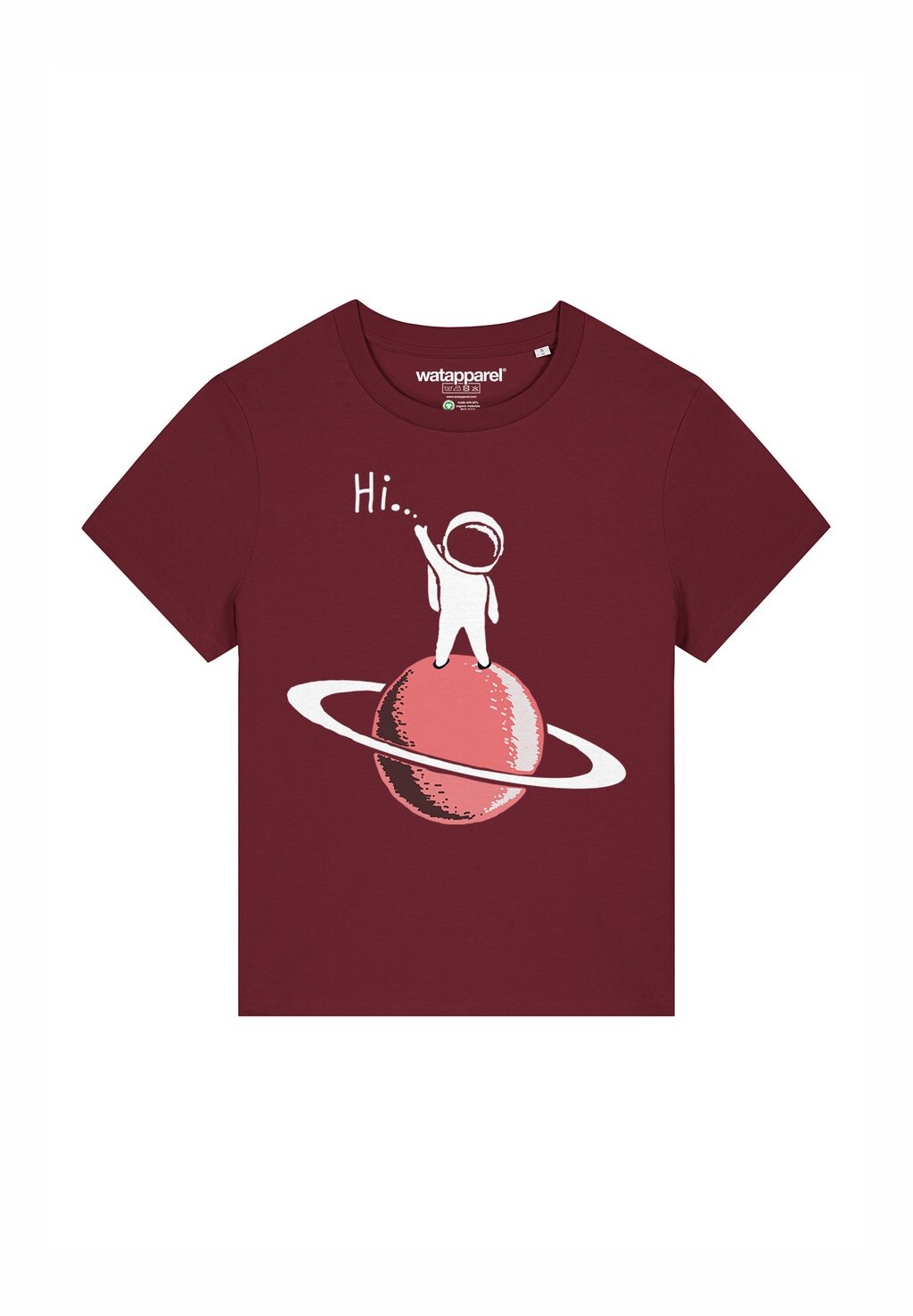 

Футболка с принтом ASTRONAUT SAYS HI watapparel, темно-красный