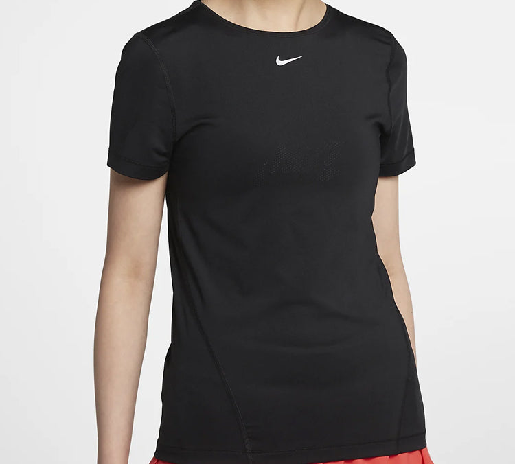 Футболка (WMNS) Nike Pro Mesh Dri-FIT Slim Fit Breathable Quick Dry Training Short Sleeve Black T-Shirt AO9952-010 — фото 4