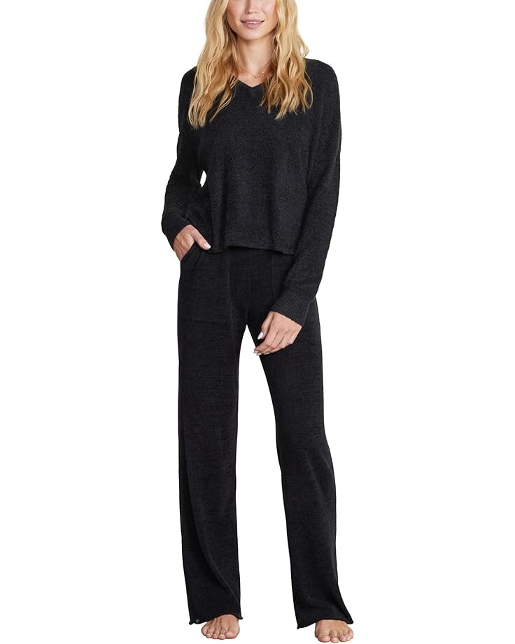 

Свитер Barefoot Dreams CozyChic Lite Diamond Pointelle Pullover, черный