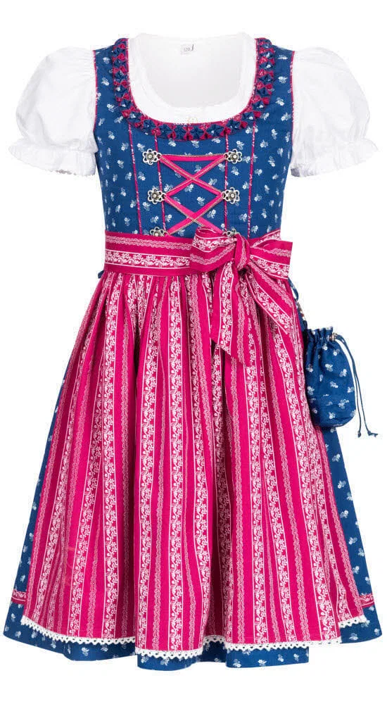 Дирндл детский с цветочным принтом Nübler, темно-синий