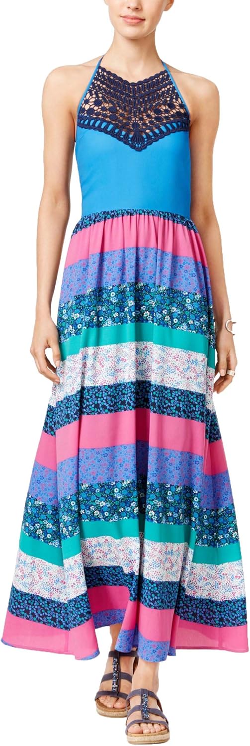 

Женское платье макси с принтом и вязаными крючком деталями от Tommy Hilfiger, Blue