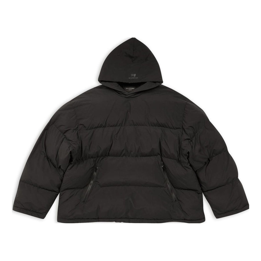 

Куртка Balenciaga Sporty B Pull-Over Hooded Puffer Jacket 'Black', черный