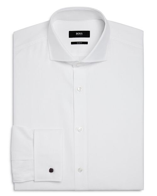 

Однотонная классическая рубашка приталенного кроя BOSS, цвет White