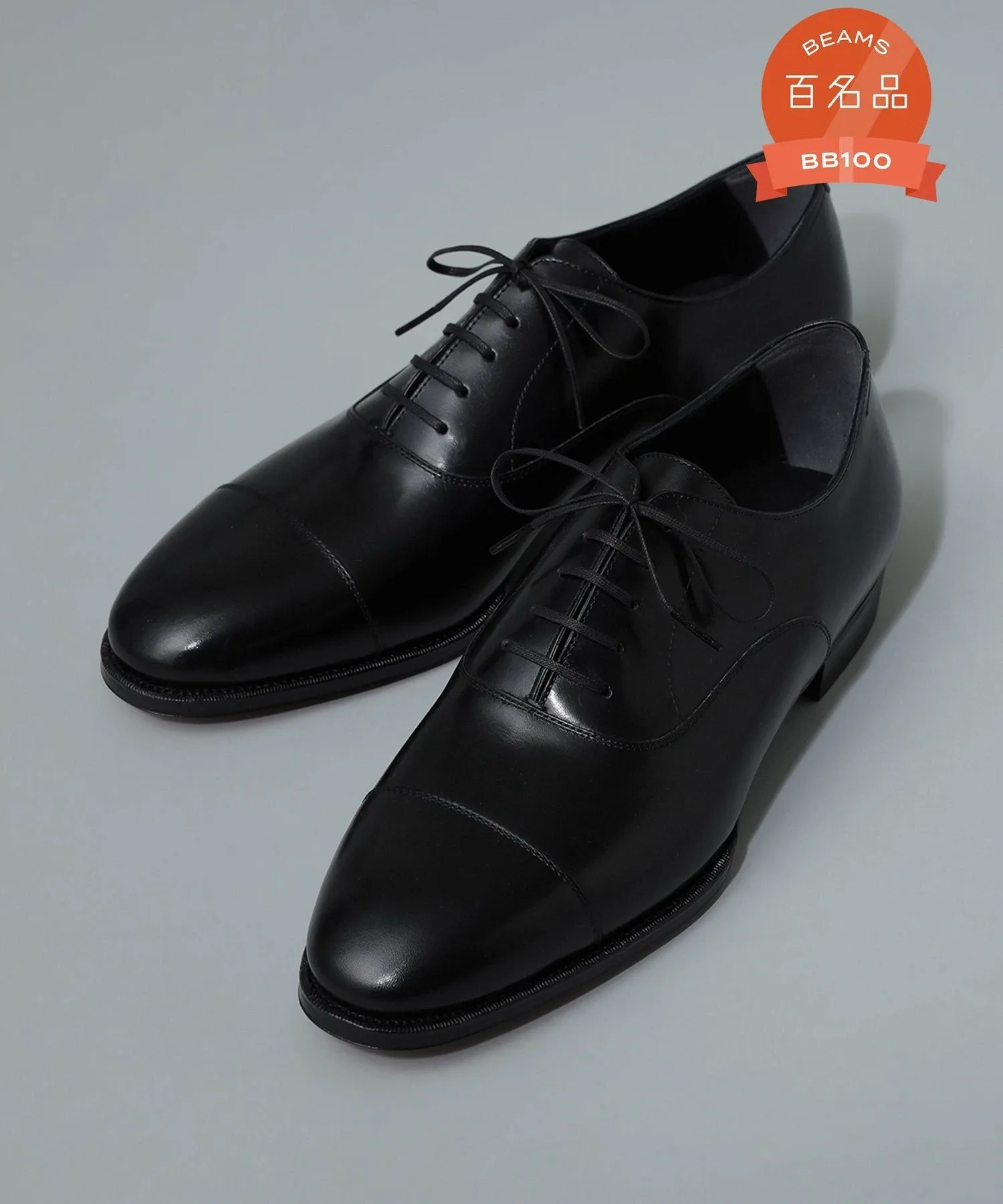 Туфли с пятью люверсами и мыском BEAMS F, BLACK_CALF