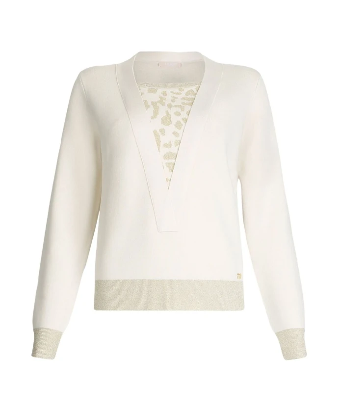 

Свитер с животным принтом и металлическими деталями. Liu Jo, белый