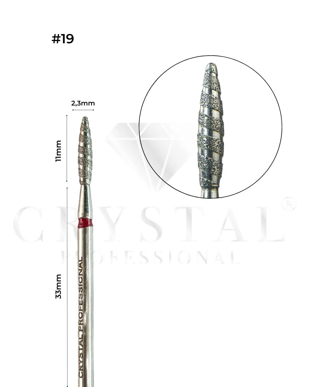 Фреза для маникюра и педикюра с алмазным покрытием, 2.3 мм Crystal Professional — фото 3