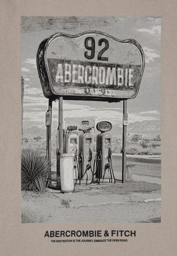 Футболка с принтом гоночного автомобиля Abercrombie & Fitch, Simply Taupe — фото 3