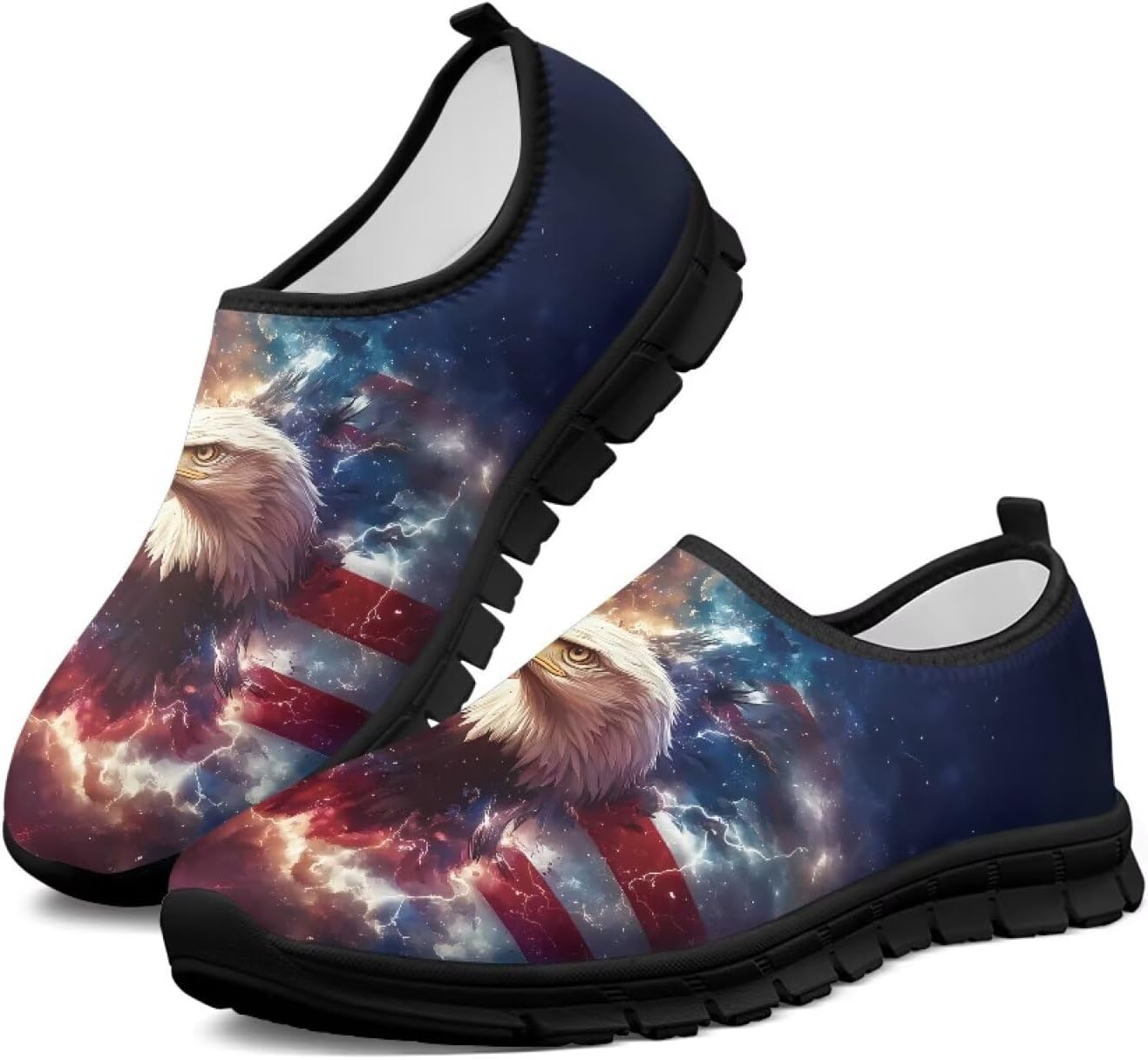 

Мужские слипоны кроссовки легкие повседневные для путешествий прогулок, плоские удобные низкие спортивные туфли для улицы и бега, размеры США 5-14 Qoiuvncy, American Flag Eagle