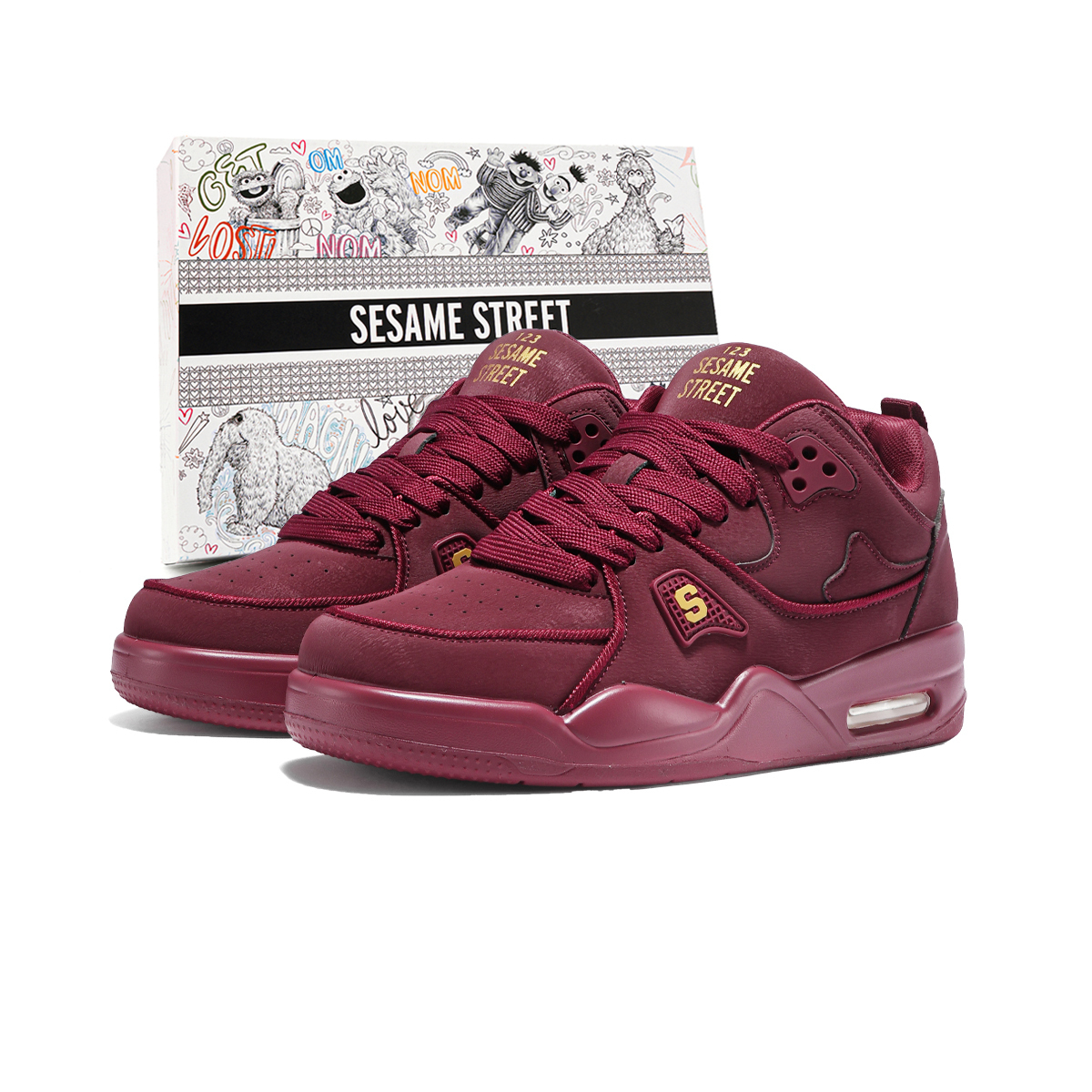 

Микрофибра кожа Balance легкие дышащие скейтборд кроссовки Unisex SESAME STREET, бордовый