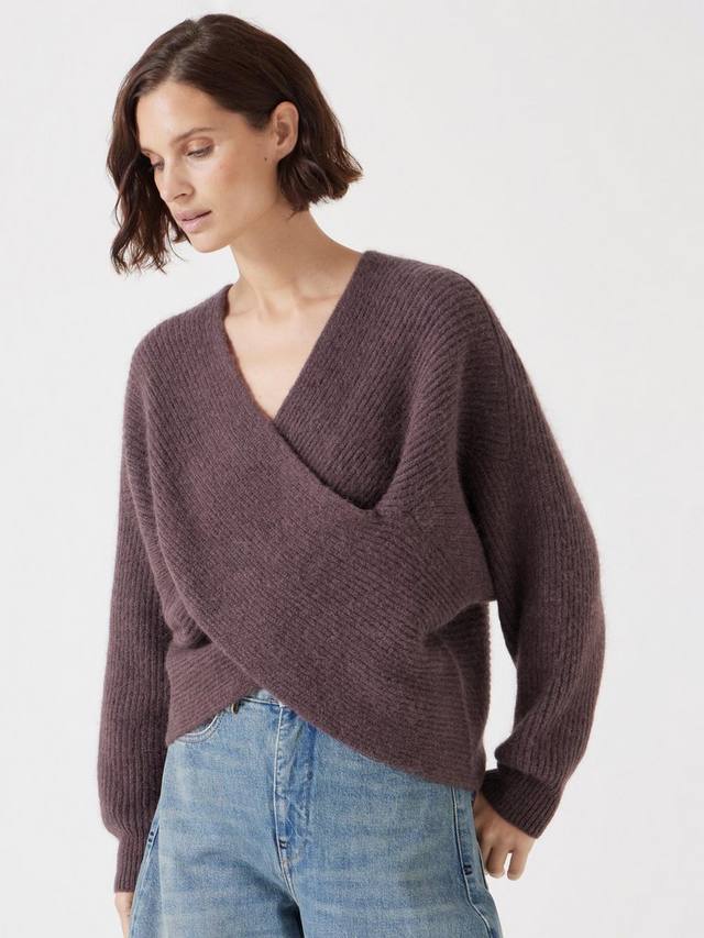 

Джемпер betty fluffy cross спереди HUSH, цвет Raisin Brown