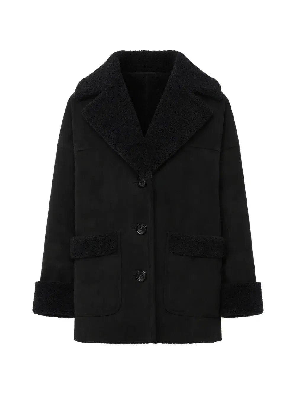 Пальто с отделкой из овчины и накладными карманами Dsquared2, черный
